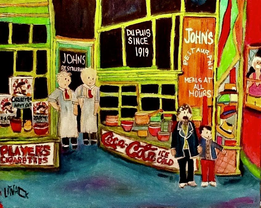 The Original Johns Restaurant St. Henri Painting by Michael Litvack