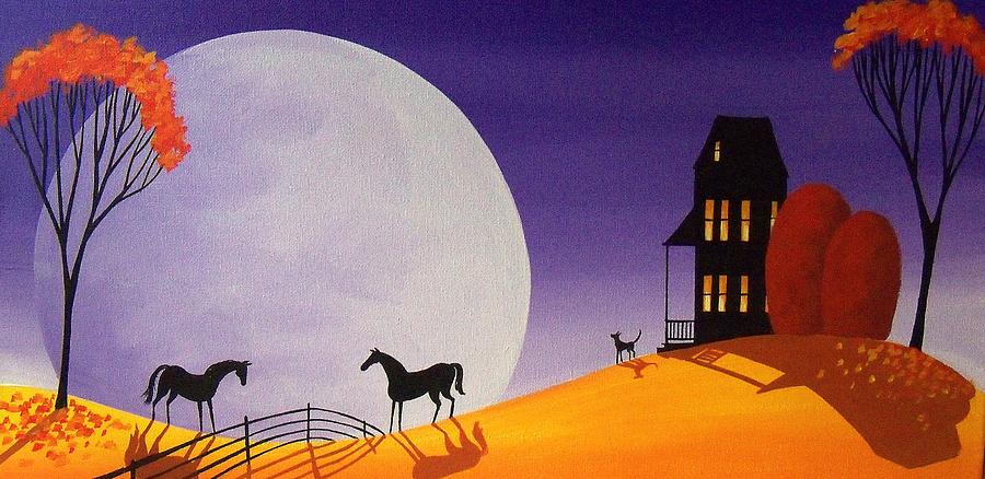 The Other Side - moon country landscape Painting by Debbie Criswell