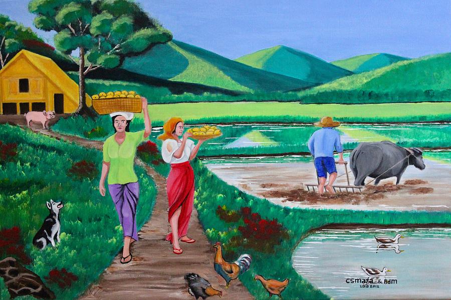 Other Side Of One Beautiful Morning In The Farm Painting by Lorna Maza