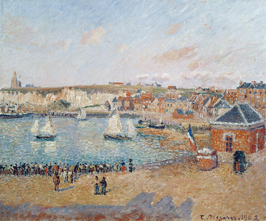The Outer Harbour at Dieppe Painting by Camille Pissarro