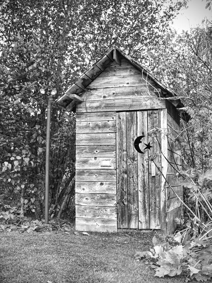 Black And White Photograph - The Outhouse BW by Phyllis Taylor