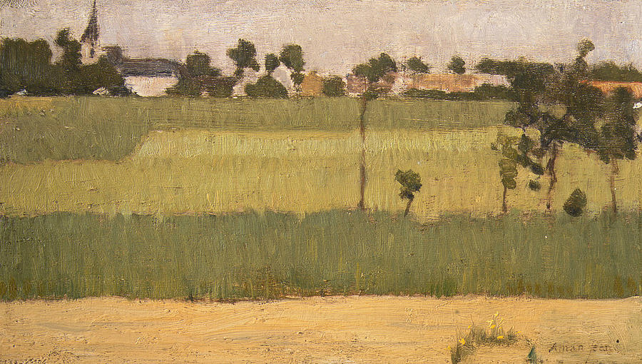The Outskirts of a Village Painting by Edmond Aman-Jean