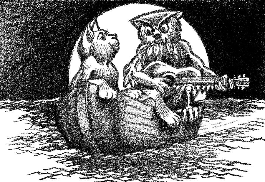 The Owl And The Pussycat Drawing By Paul Abrahamsen Fine Art America