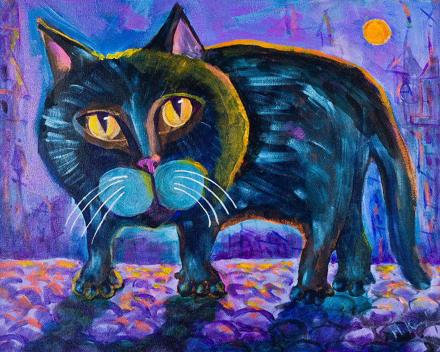 Cat Painting - The Owner of the Night by Maxim Komissarchik