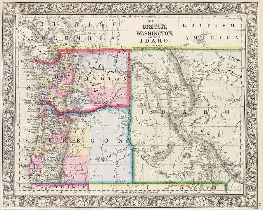 The Pacific Northwest Historical 1800s Map Photograph by Toby McGuire