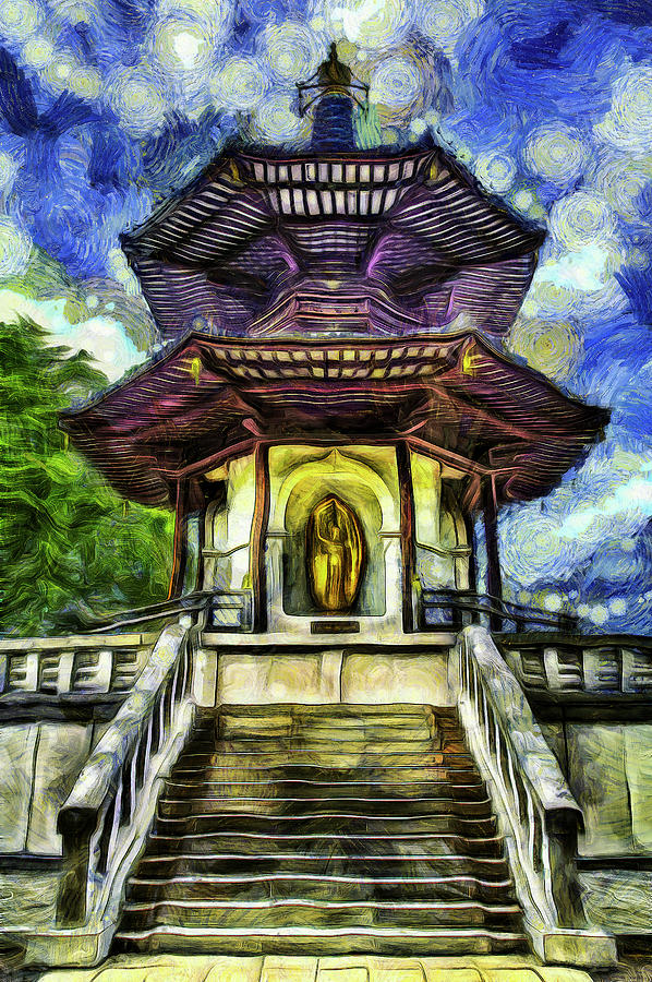 The Pagoda Van Gogh Mixed Media by David Pyatt