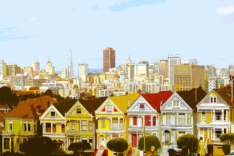 The Painted Ladies in San Francisco California Digital Art by Anthony Murphy