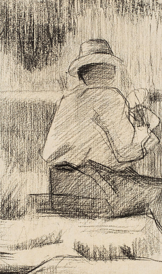 The Painter and His Palette Drawing by Georges Pierre Seurat