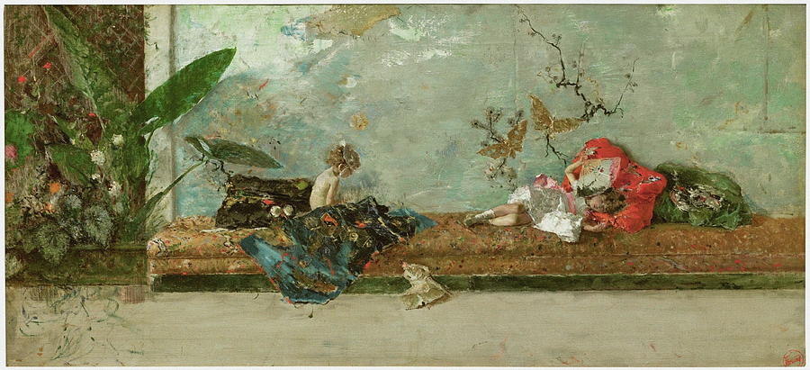 Holiday Painting - The Painters Children In The Japanese Room by Fortuny Y Marsal Mariano