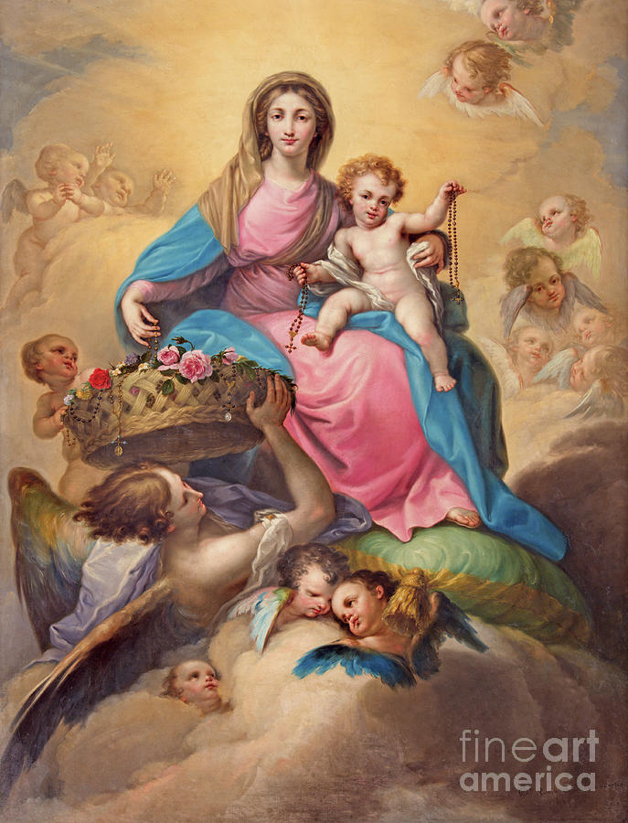 The painting Madonna with the Child among the angels Photograph by Jozef Sedmak