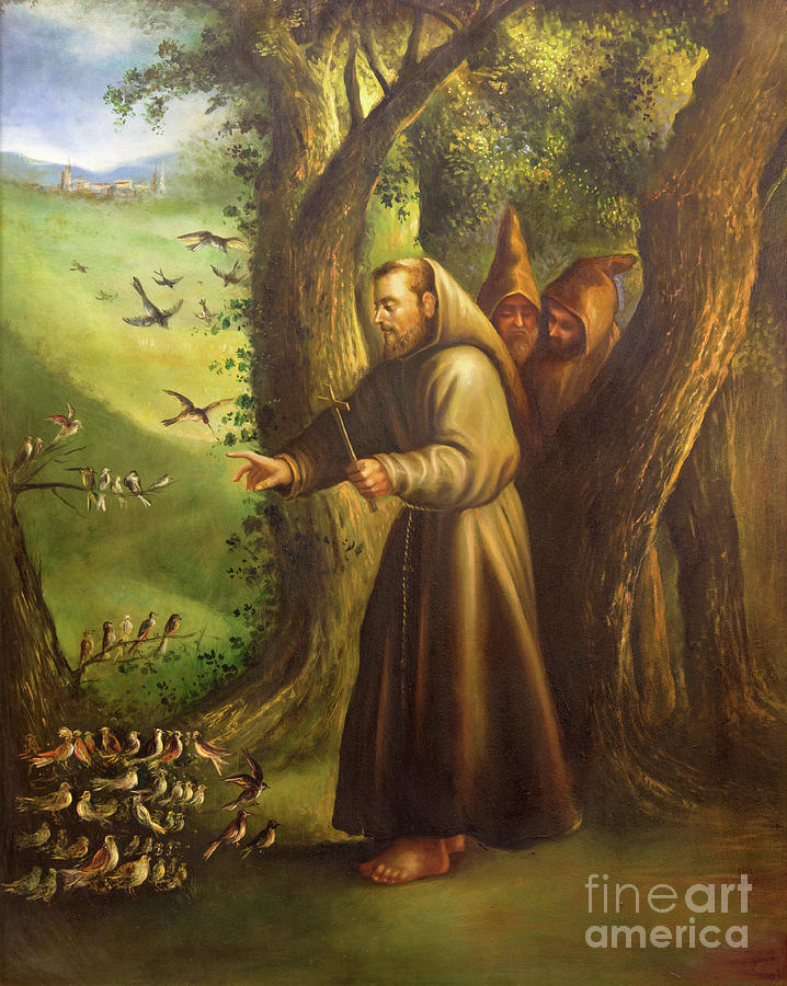 The painting St. Francis of Assisi Preaching to the birds Photograph by ...