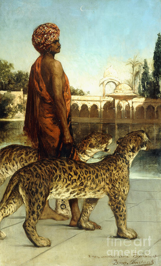 Leopard Painting - The Palace Guard with Two Leopards by Jean Joseph Benjamin Constant