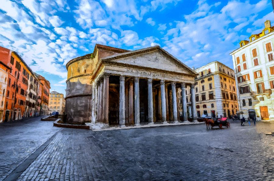 The Pantheon Painting - The Pantheon Rome by David Dehner