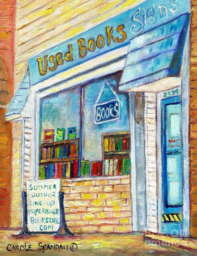 Book Store Painting - The Paperbacks Plus Book Store St Paul Minnesota by Carole Spandau