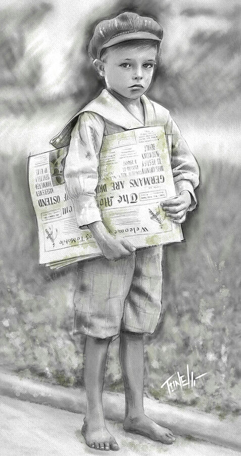 World War 2 Paperboy Mixed Media by Mark Tonelli