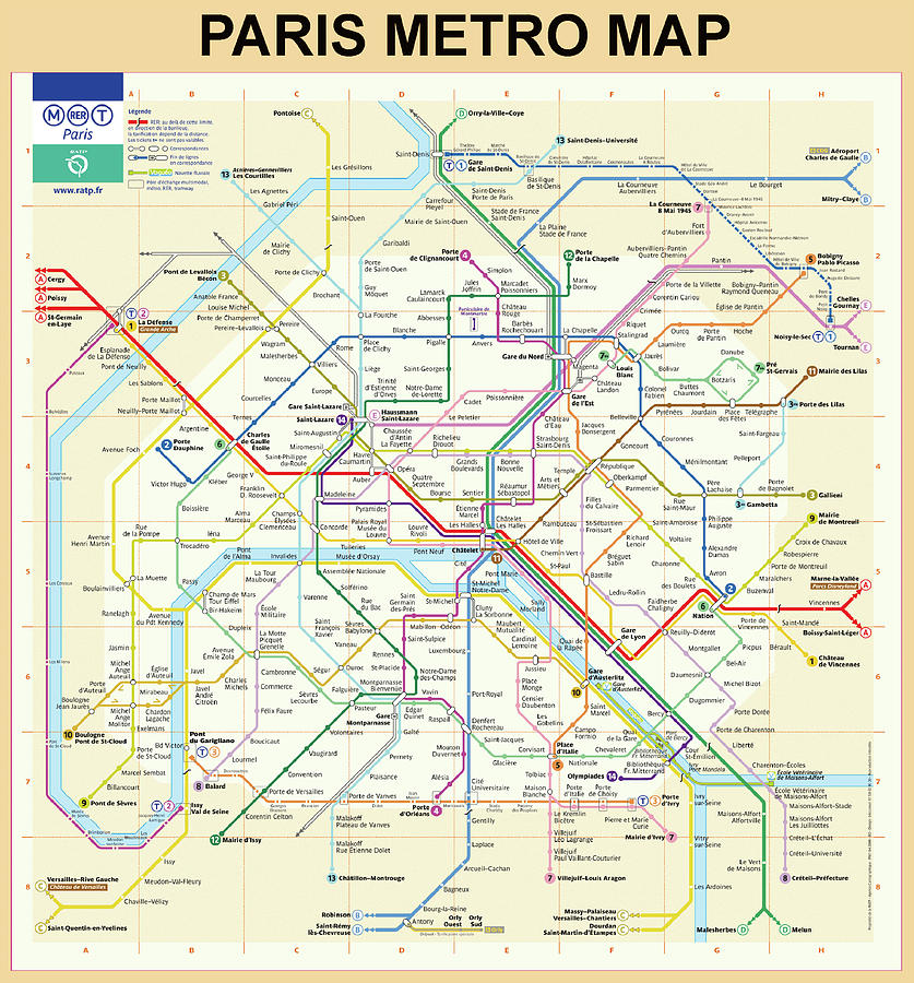 The Paris Metro Map Digital Art by Digital Reproductions | Pixels
