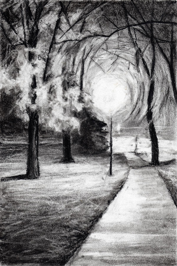 Lonely Night Drawing by sushant sinha | Saatchi Art
