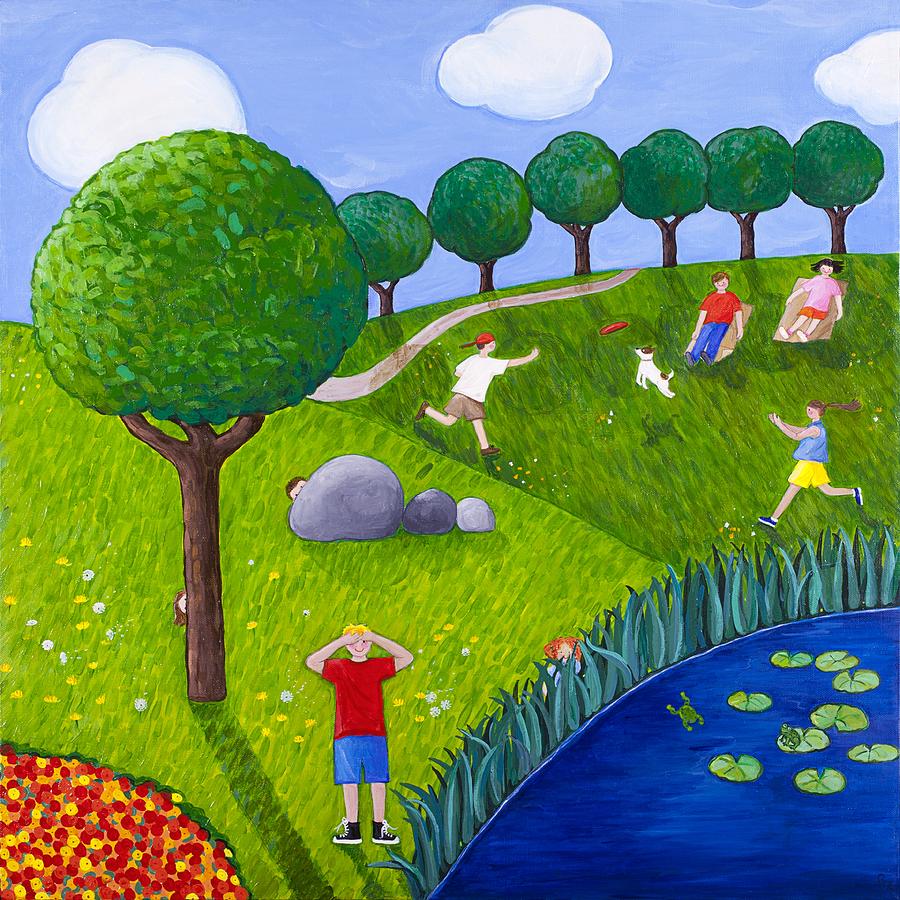 Frog Painting - The Park number 2 of 3 by Barbara Esposito