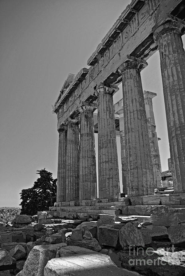 The Parthenon - textured Black and White Photograph by Rich Walter