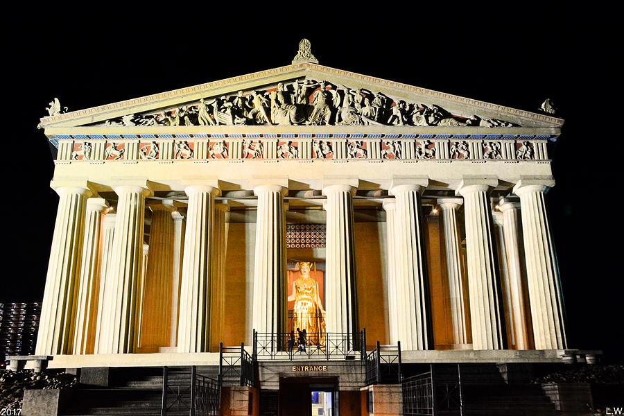The Parthenon In Nashville Tennessee At Night  3 Photograph by Lisa Wooten