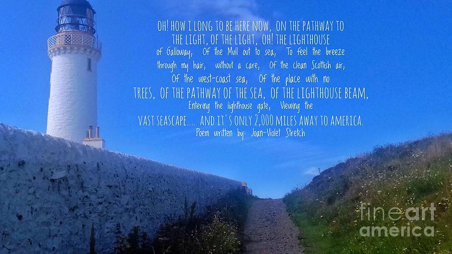 The Path to the Lighthouse with Poem Photograph by Joan-Violet Stretch
