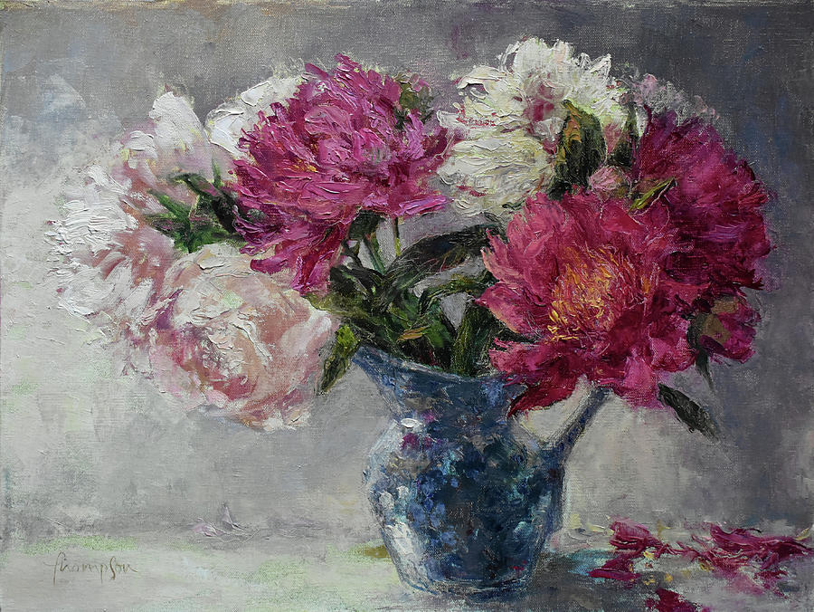 Flower Painting - The Patterned Pitcher by Tracie Thompson