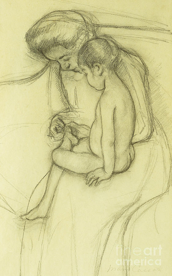 The Pedicure by Mary Cassatt Drawing by Mary Stevenson Cassatt
