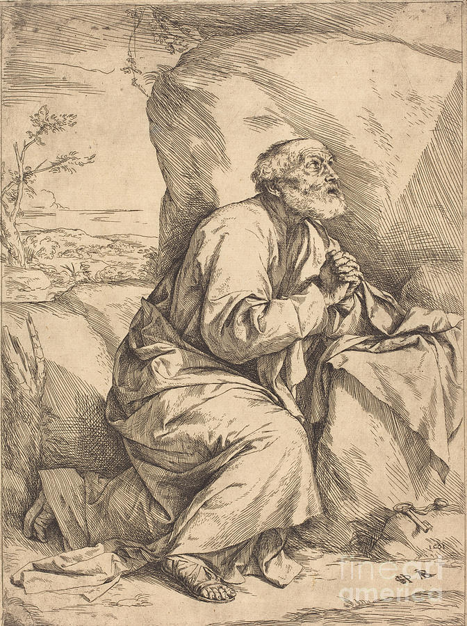 The Penitence Of Saint Peter Drawing by Jusepe De Ribera