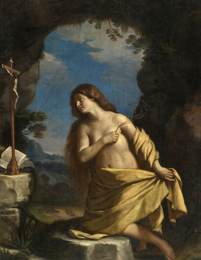 The Penitent Magdalene 2 Painting by Guercino