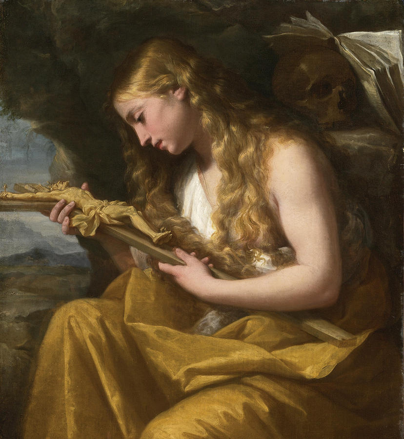 The Penitent Magdalene Painting - The Penitent Magdalene by Lorenzo Pasinelli