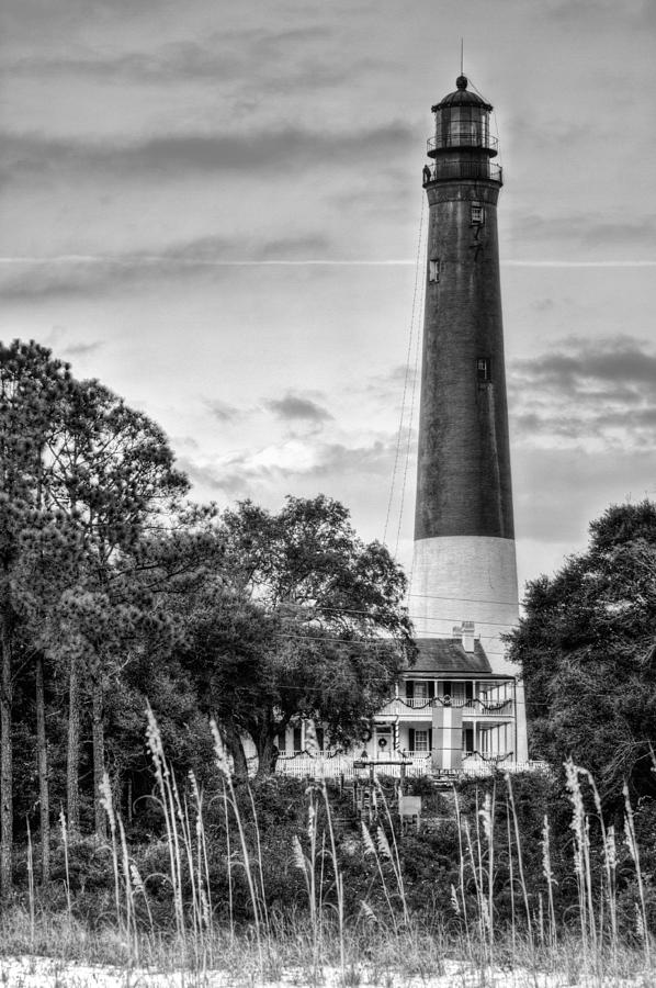 The Pensacola Lighthouse Black and White Photograph by JC Findley
