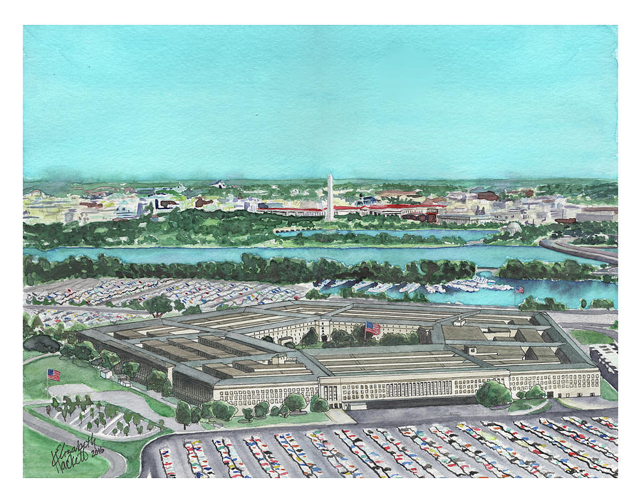 Washington D.c. Painting - The Pentagon by Betsy Hackett