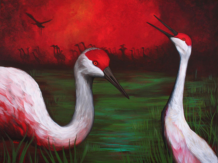 Crane Painting - The People by Bonnie Kelso