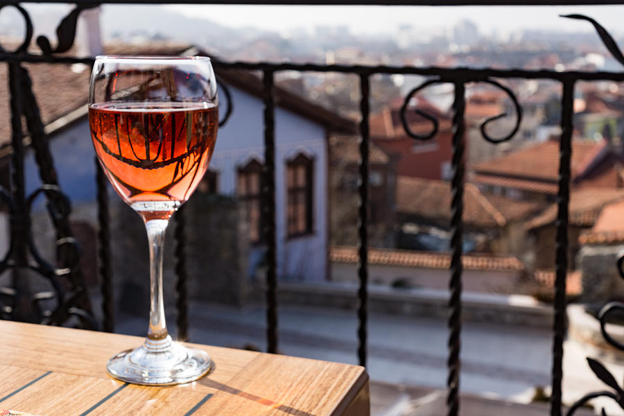 The Perfect Cocktail Hour Spot - A Glass Of Wine With A Phenomenal View Photograph