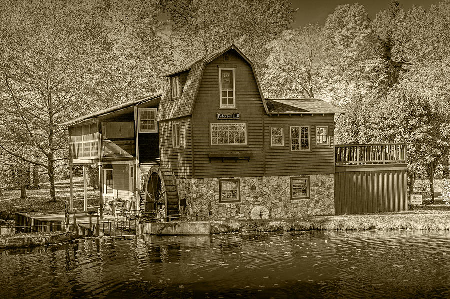 Vintage Photograph - The Peterson Mill at Saugatuck in Sepia  by Randall Nyhof