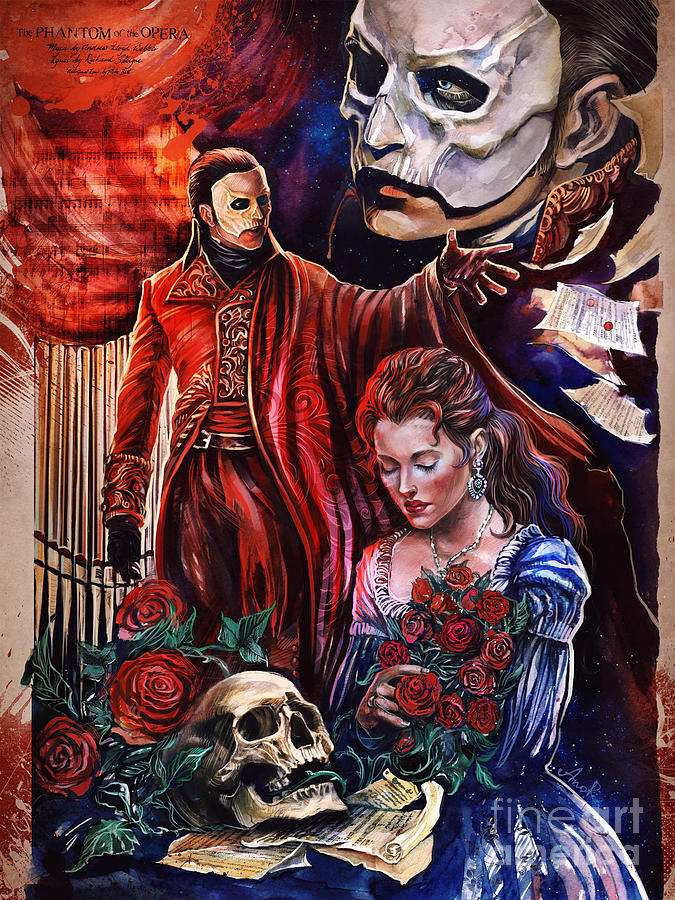 Gerard Butler Drawing - The Phantom of the Opera by Tatiana Anor