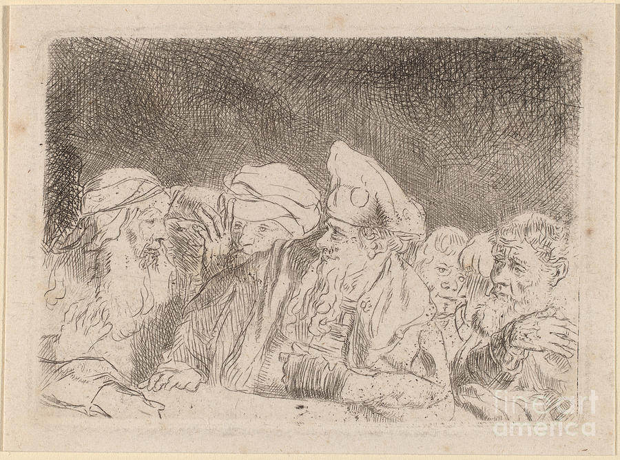The Pharisees Debating (fragment From The Hundred Guilder Drawing by Rembrandt Van Rijn And Baillie - Art America