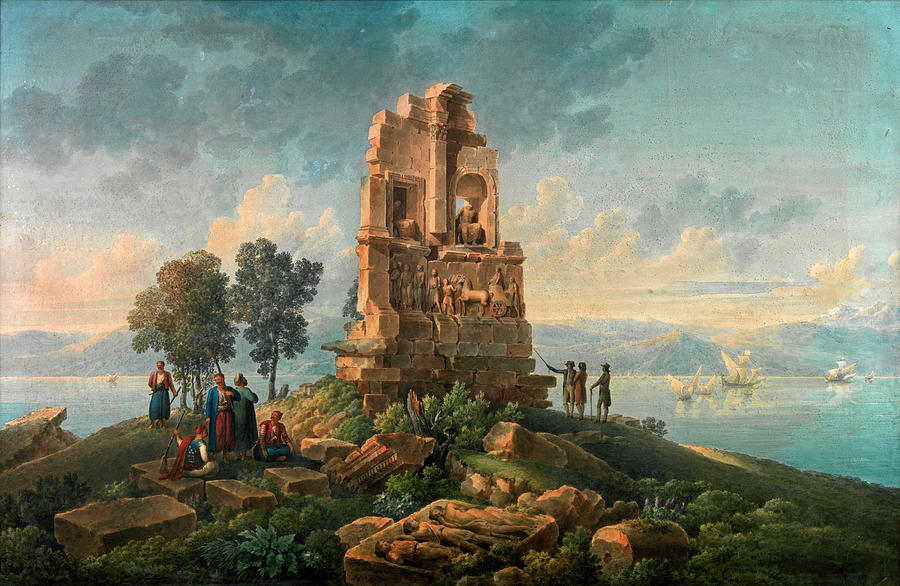 The Philopappou Monument. Athens Drawing by Louis-Francois Cassas