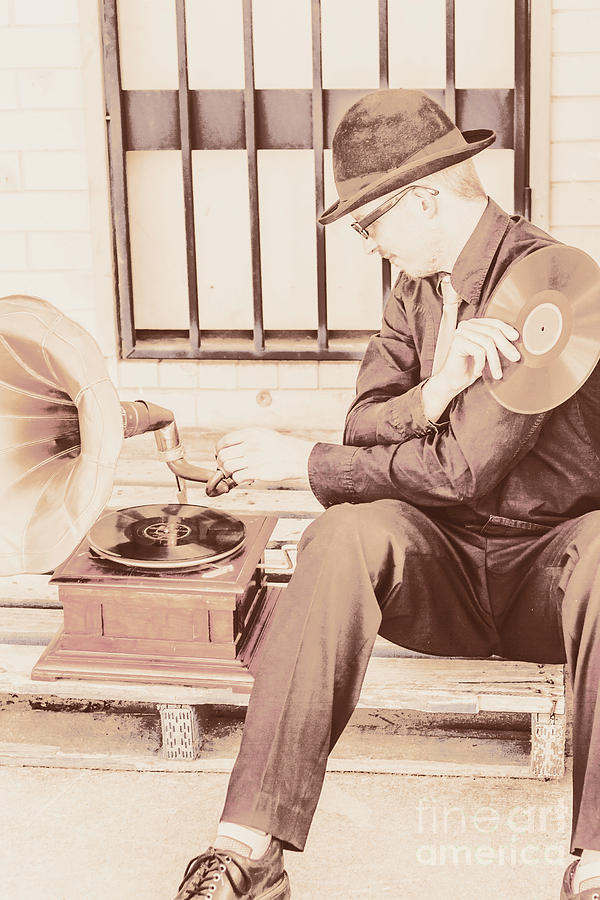 Music Photograph - The phonograph in the back alley by Jorgo Photography