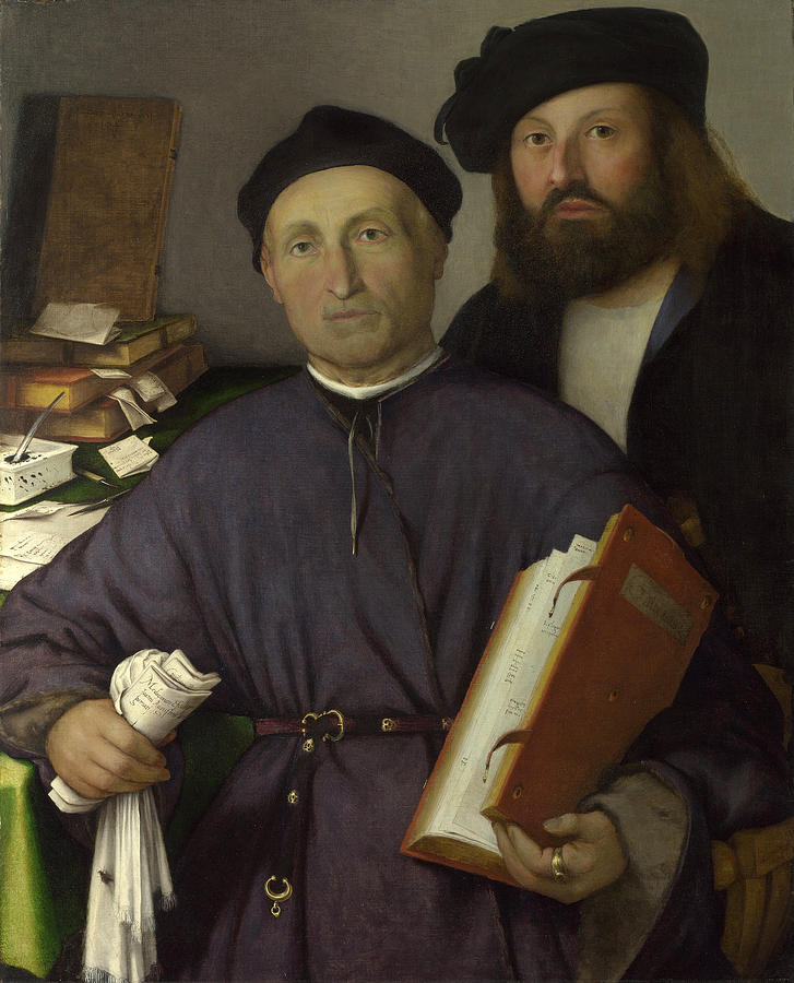 Lorenzo Lotto Painting - The Physician Giovanni Agostino della Torre and his Son Niccolo by Lorenzo Lotto
