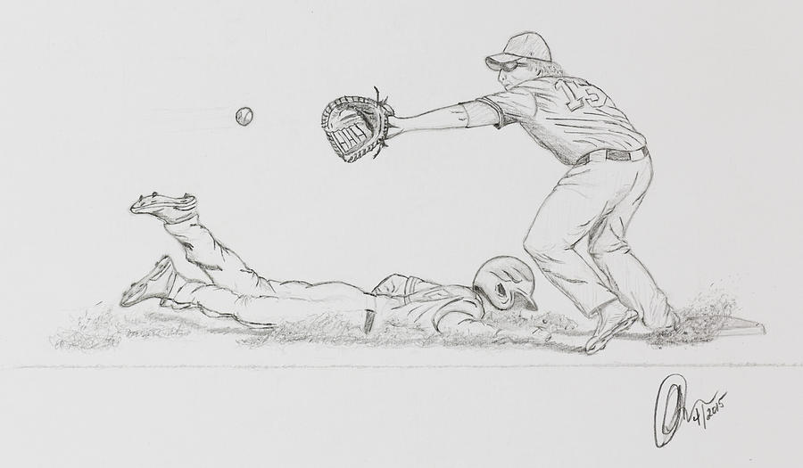 The Pick Off  Drawing by Chris Thomas