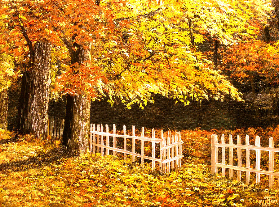 Tree Painting - The Picket Fence by Connie Tom