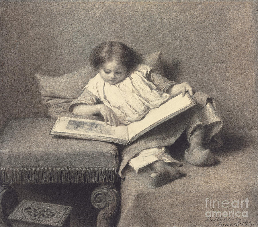 Book Drawing - The Picture Book by Eastman Johnson