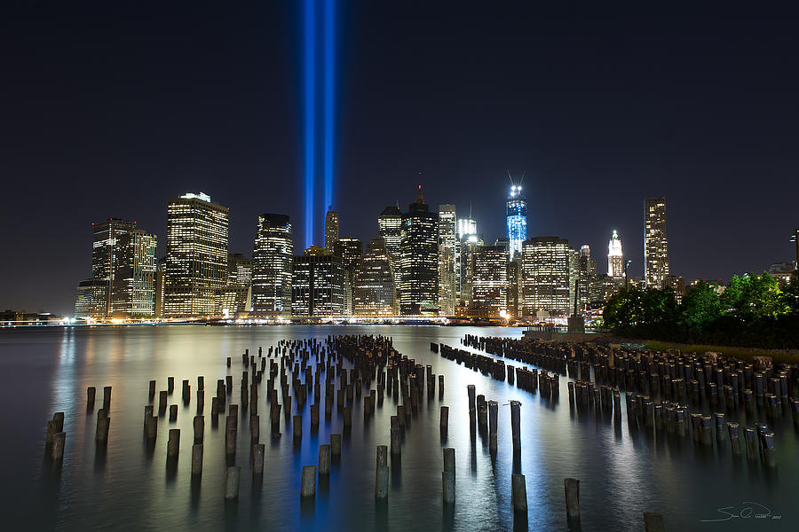 Nyc Skyline Photograph - The Pier - World Trade Center Tribute by Shane Psaltis