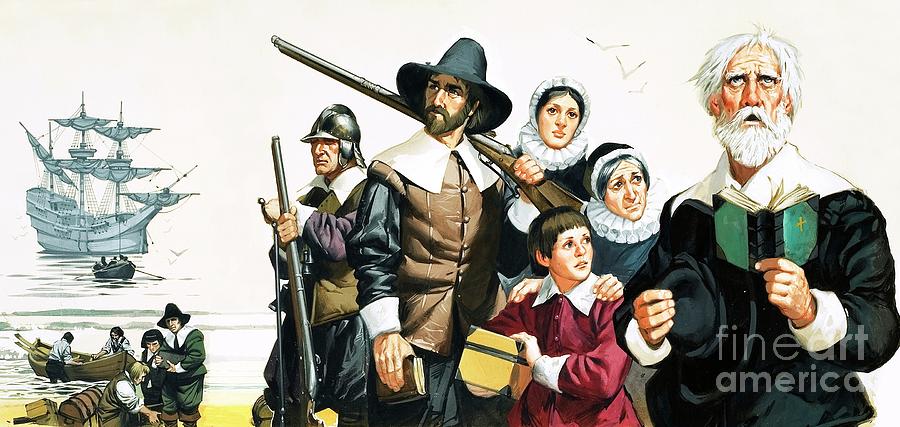 The Pilgrim Fathers arrive in America Painting by Angus McBride