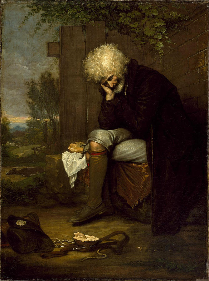 The Pilgrim Mourning His Dead Ass Painting by Benjamin West