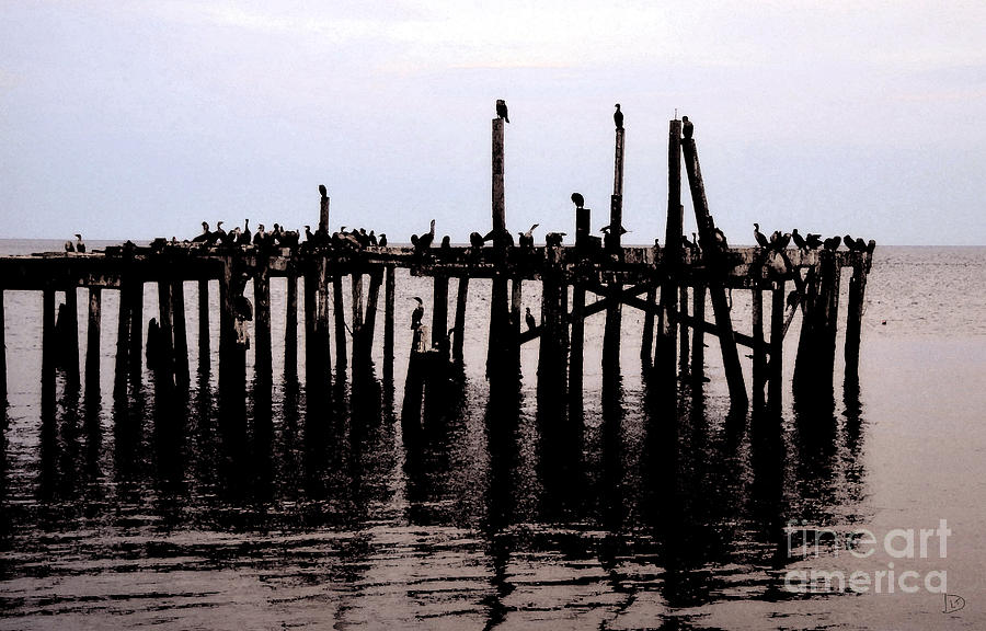 Bird Painting - The pilings by David Lee Thompson