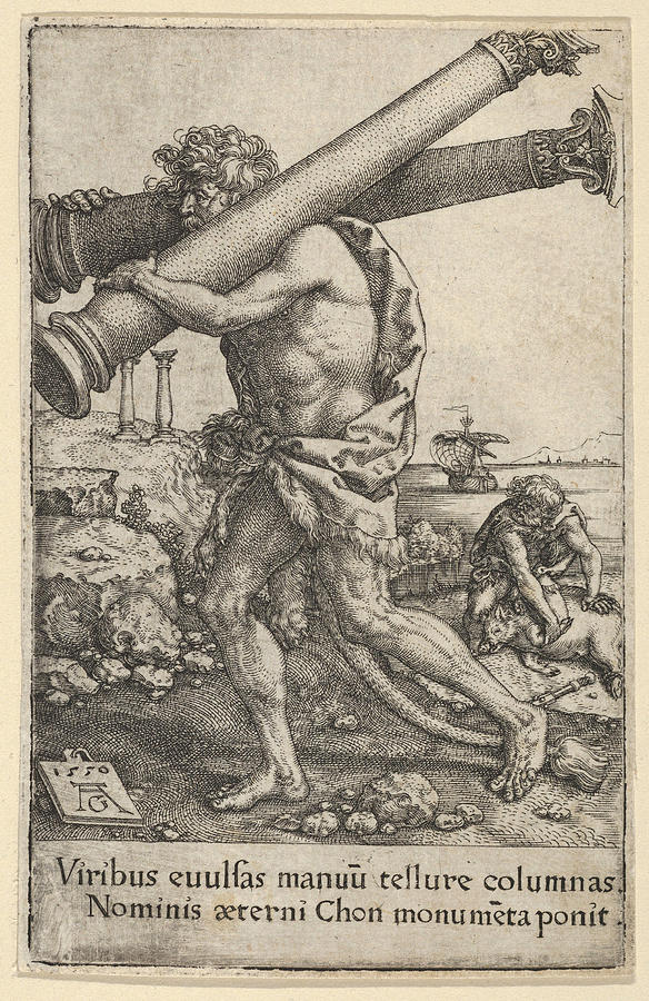 The Pillars of Hercules Drawing by Heinrich Aldegrever