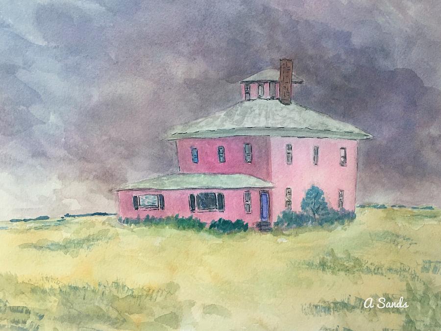 The Pink House Plum Island Painting by Anne Sands