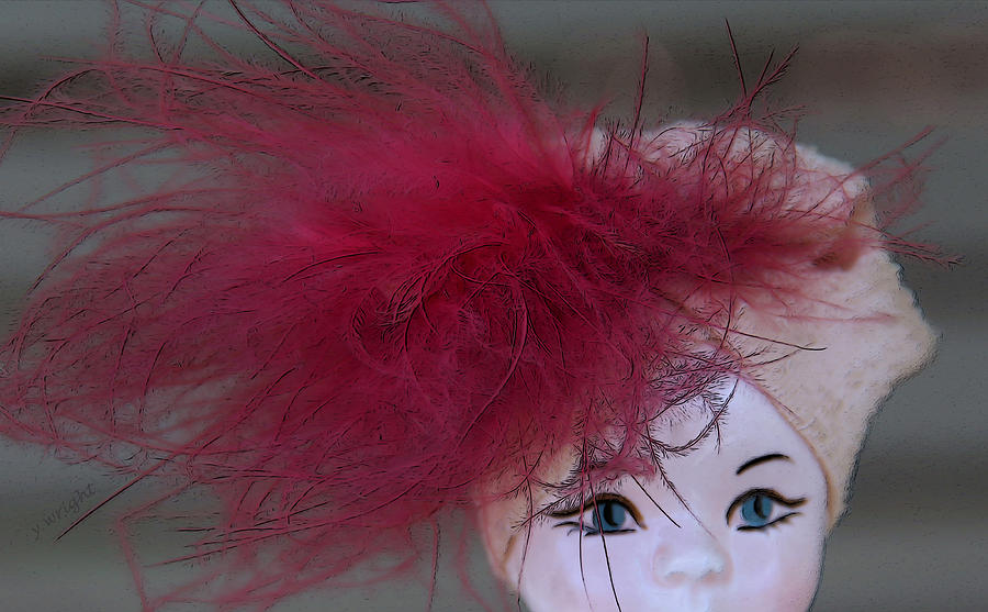 Porcelain Doll Photograph - Pink-Plumed Genie by Yvonne Wright